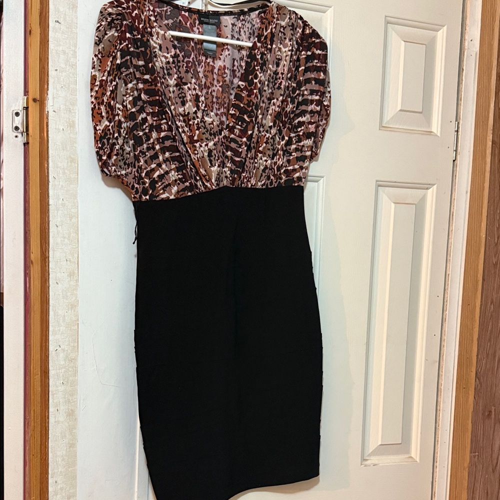 Bisou Bisou Leopard Print and Black Mini Dress